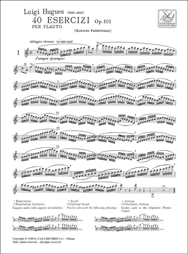 40 Esercizi Op. 101 - Per Flauto - cvičení pro příčnou flétnu
